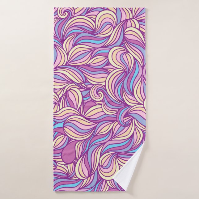 Background with abstract doodle waves  bath towel (Bath Towel)