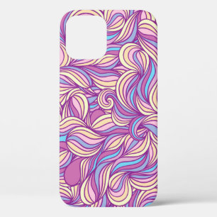 Background with abstract doodle waves iPhone 12 case