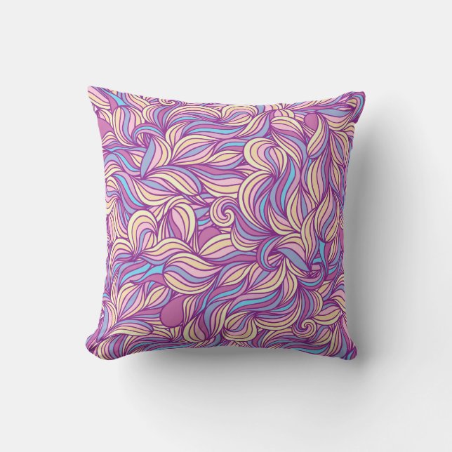 Background with abstract doodle waves  cushion (Front)