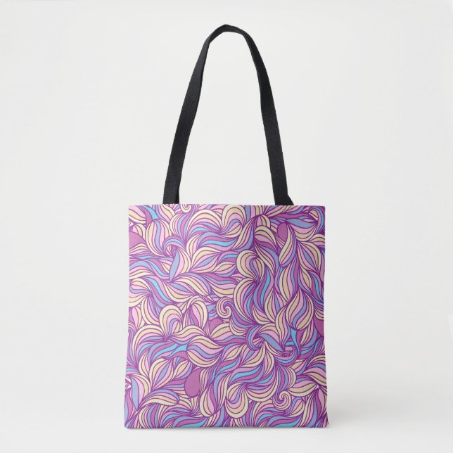 Background with abstract doodle waves  tote bag (Front)