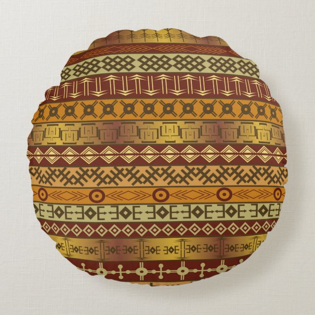Background with African ethnic motifs Round Cushion (Front)