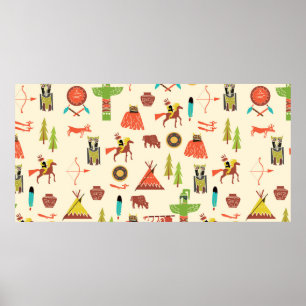 background with American Indians Poster
