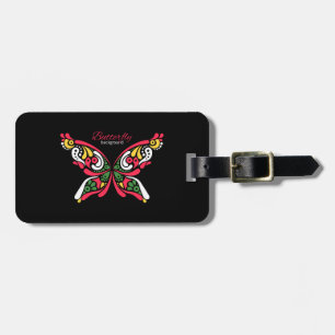 Background with beautiful butterfly. tattoo illust luggage tag