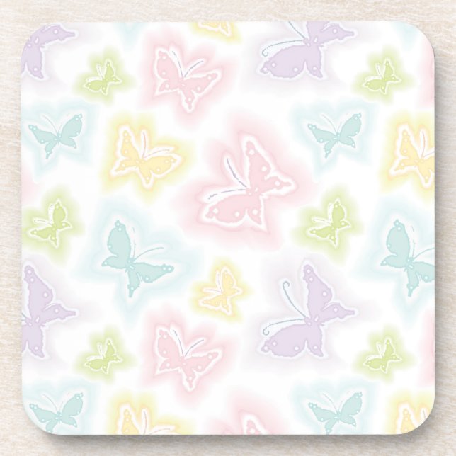 Background with butterflies in watercolor coaster (Front)
