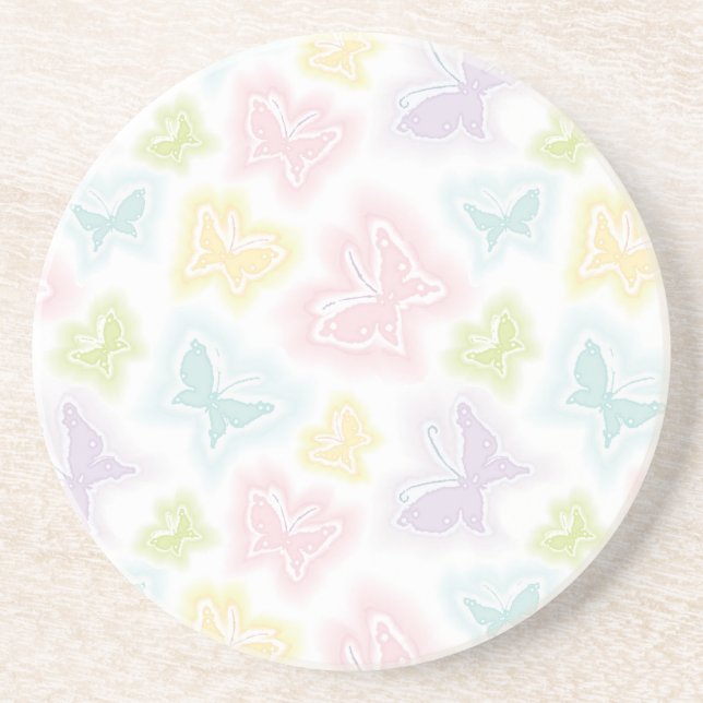 Background with butterflies in watercolor coaster (Front)
