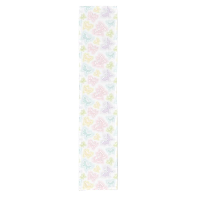 Background with butterflies in watercolor short table runner (Front)