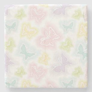 Background with butterflies in watercolor stone coaster