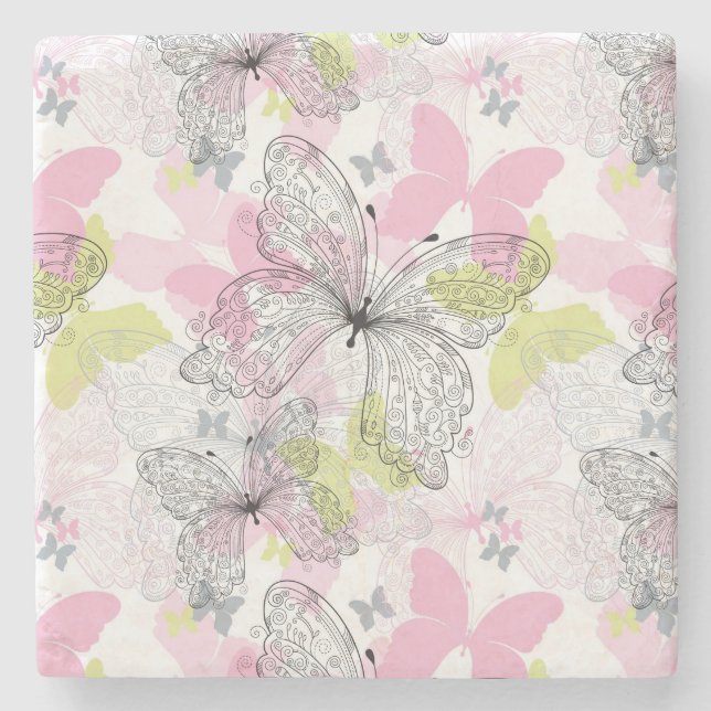 Background with butterfly stone coaster (Front)