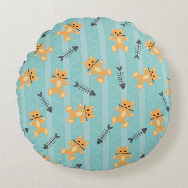 background with cats round cushion (Front)