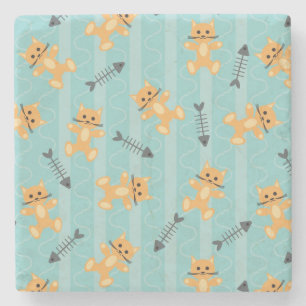 background with cats stone coaster
