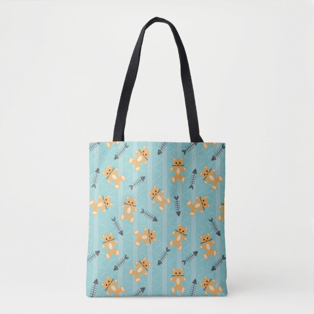 background with cats tote bag (Front)