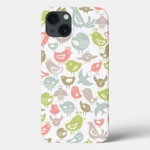 background with colourful birds ornament iPhone 13 case