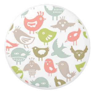 background with colourful birds ornament ceramic knob