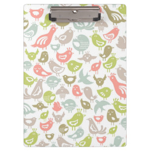 background with colourful birds ornament clipboard