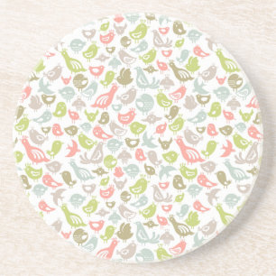 background with colourful birds ornament coaster