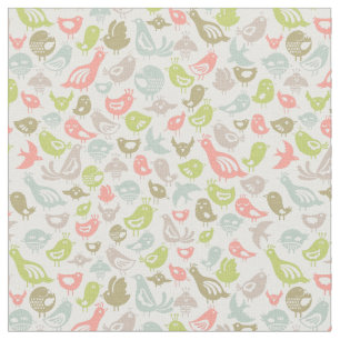 background with colourful birds ornament fabric