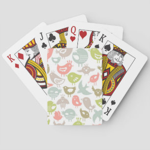 background with colourful birds ornament playing cards