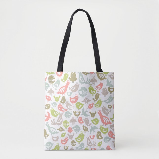 background with colourful birds ornament tote bag (Front)