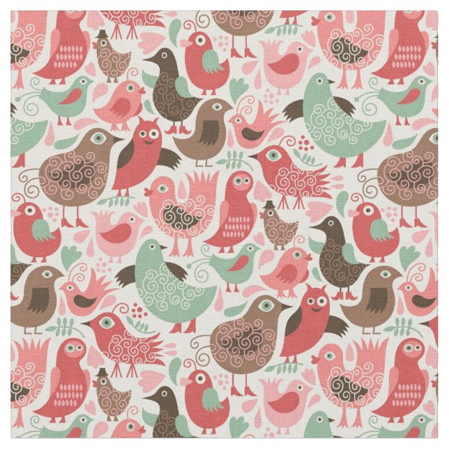 background with cute birds fabric (Close Up)