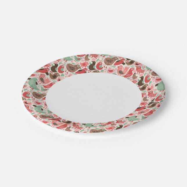 background with cute birds paper plate (Angled)
