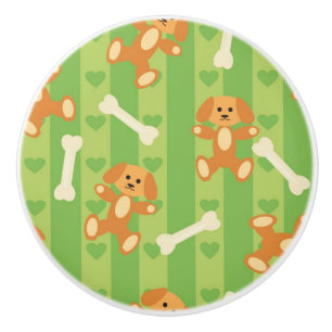 background with dogs and bones ceramic knob