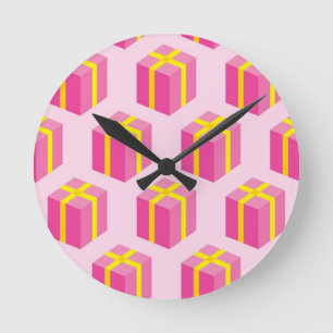 Background with gifts round clock