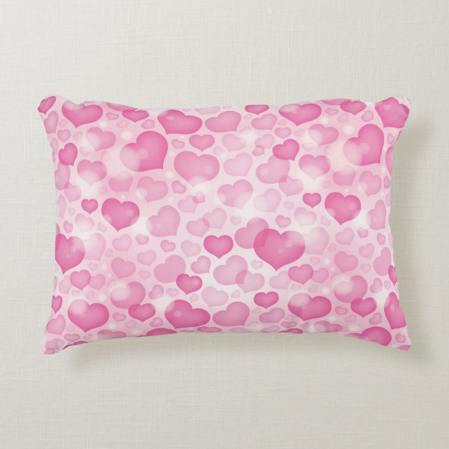 Background with Hearts Decorative Cushion (Front)