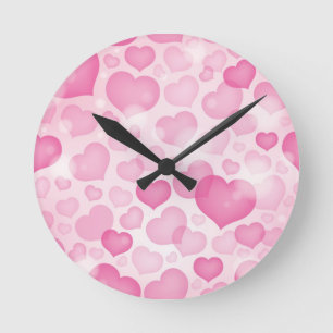 Background with Hearts Round Clock