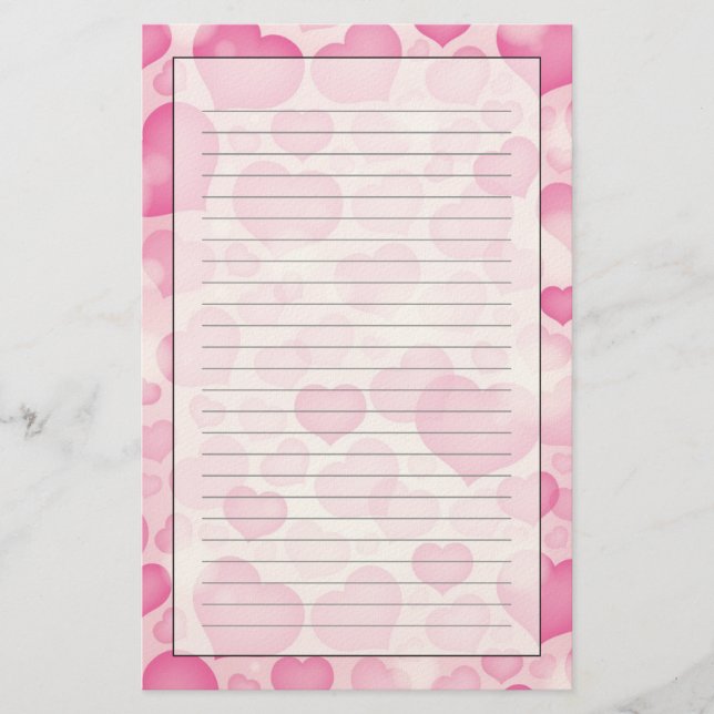 Background with Hearts Stationery (Front)