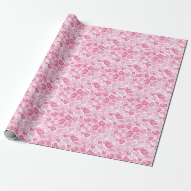 Background with Hearts Wrapping Paper (Unrolled)