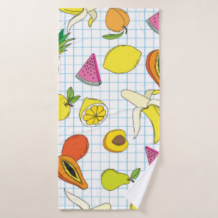 Background with juicy fruits. Seamless fruit patte Bath Towel
