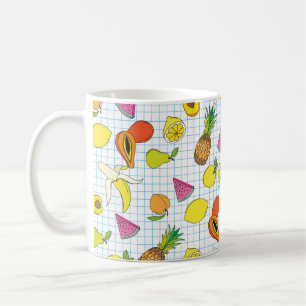 Background with juicy fruits. Seamless fruit patte Coffee Mug