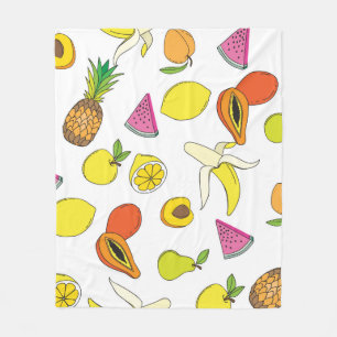 Background with juicy fruits. Seamless fruit patte Fleece Blanket