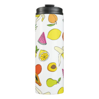 Background with juicy fruits. Seamless fruit patte Thermal Tumbler