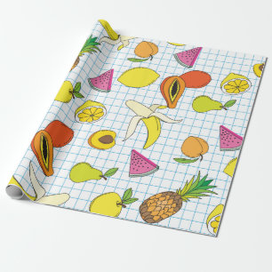 Background with juicy fruits. Seamless fruit patte Wrapping Paper