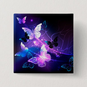 Background with Night Butterflies 15 Cm Square Badge