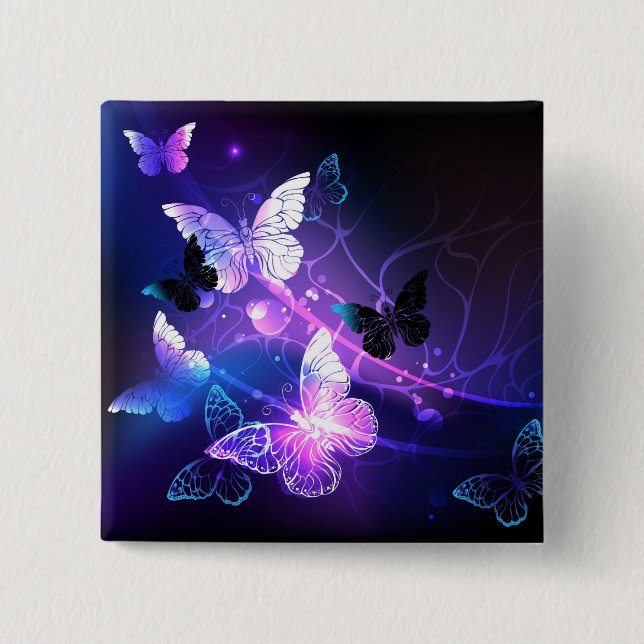 Background with Night Butterflies 15 Cm Square Badge (Front)