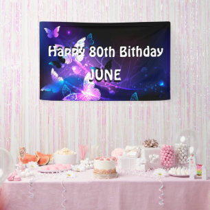 Background with Night Butterflies Banner