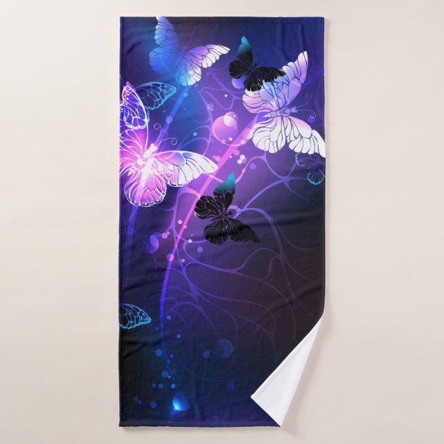 Background with Night Butterflies Bath Towel (Bath Towel)