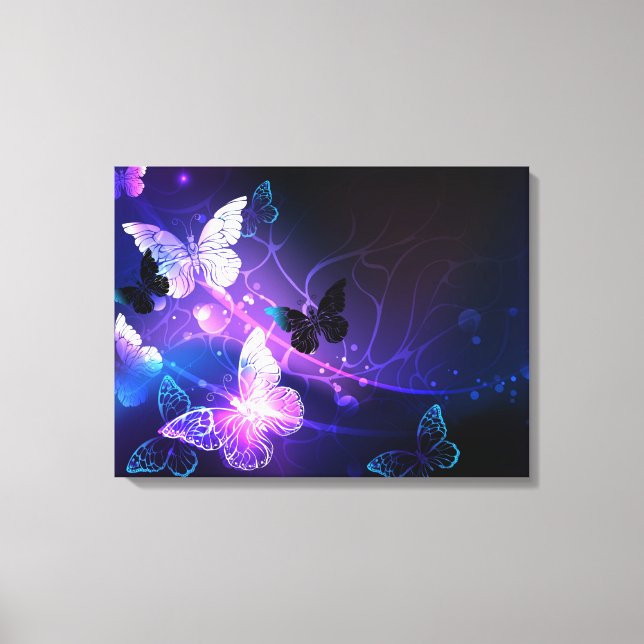 Background with Night Butterflies Canvas Print (Front)