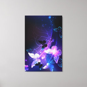 Background with Night Butterflies Canvas Print
