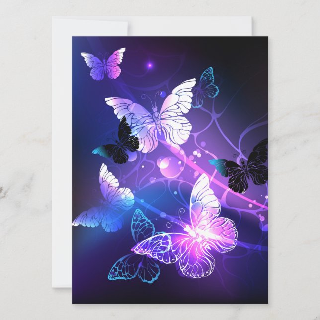 Background with Night Butterflies Card (Front)