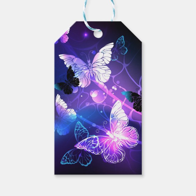 Background with Night Butterflies Gift Tags (Front)