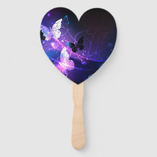 Background with Night Butterflies Hand Fan