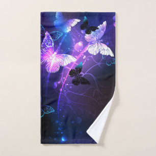 Background with Night Butterflies Hand Towel