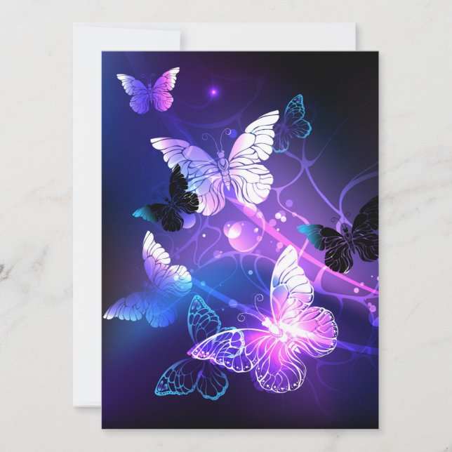 Background with Night Butterflies Holiday Card (Front)