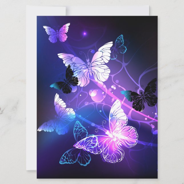 Background with Night Butterflies Holiday Card (Front)