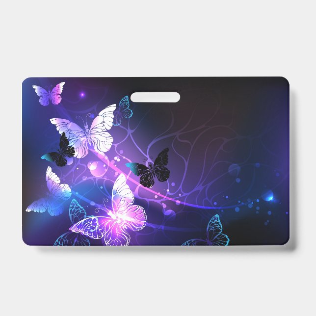 Background with Night Butterflies ID Badge (Front)