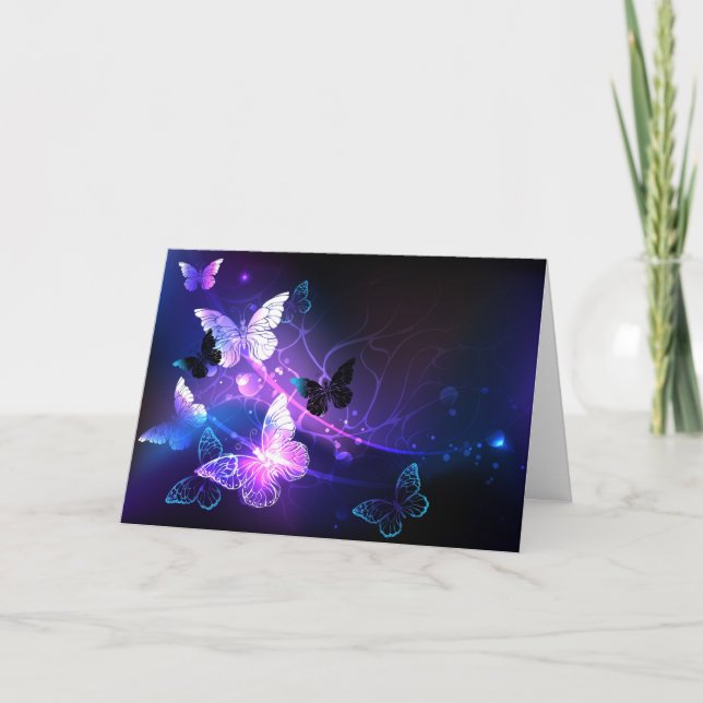 Background with Night Butterflies Invitation (Front)