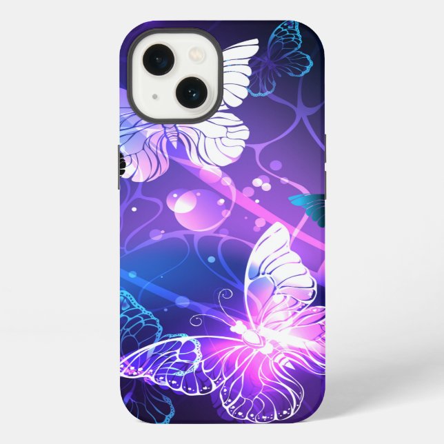 Background with Night Butterflies iPhone Case (Back)